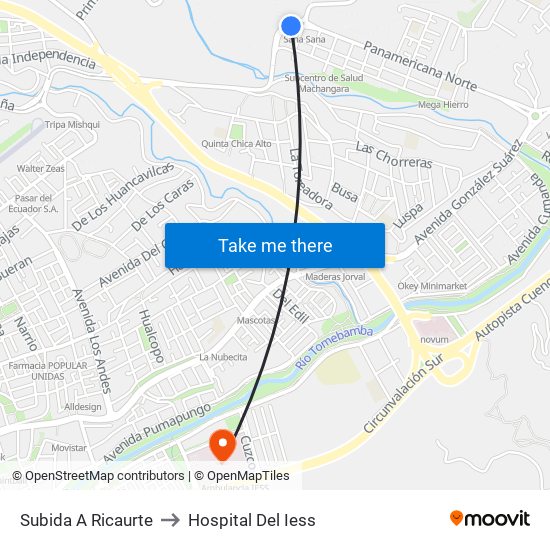 Subida A Ricaurte to Hospital Del Iess map
