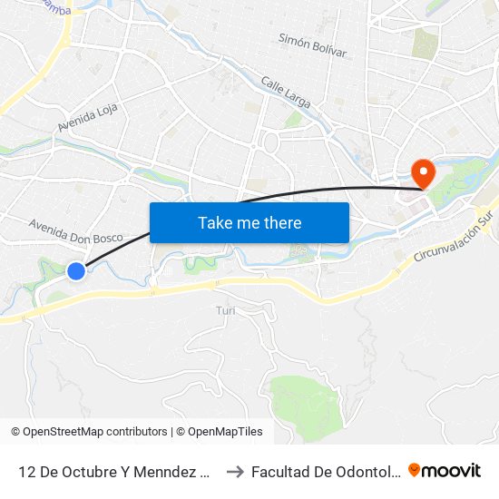 12 De Octubre Y Menndez Pelayo to Facultad De Odontología map