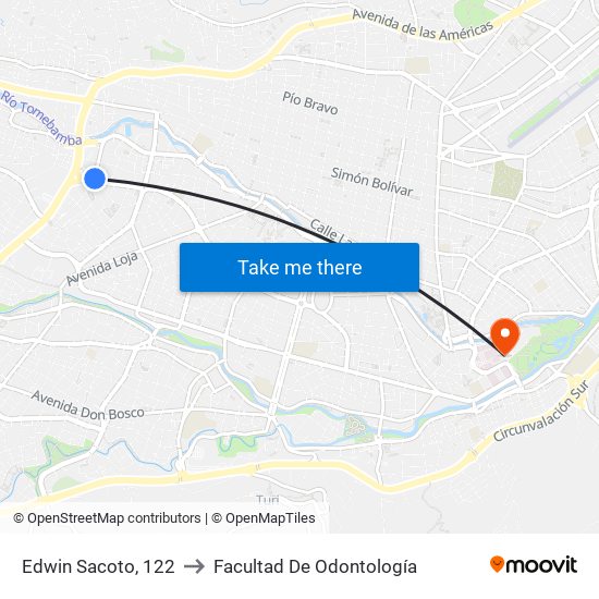 Edwin Sacoto, 122 to Facultad De Odontología map