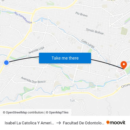 Isabel La Catolica Y Americas to Facultad De Odontología map