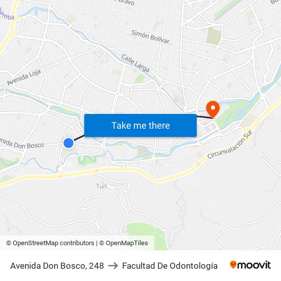 Avenida Don Bosco, 248 to Facultad De Odontología map