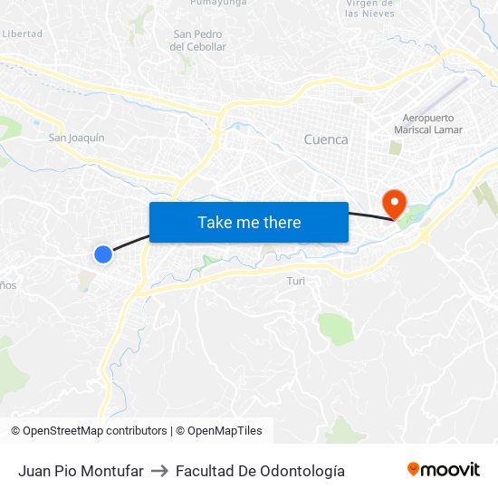 Juan Pio Montufar to Facultad De Odontología map