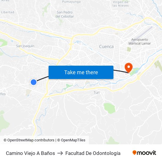 Camino Viejo A Baños to Facultad De Odontología map