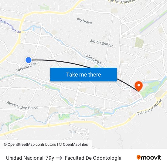 Unidad Nacional, 79y to Facultad De Odontología map