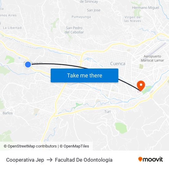 Cooperativa Jep to Facultad De Odontología map