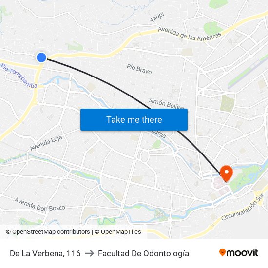 De La Verbena, 116 to Facultad De Odontología map