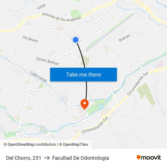 Del Chorro, 251 to Facultad De Odontología map