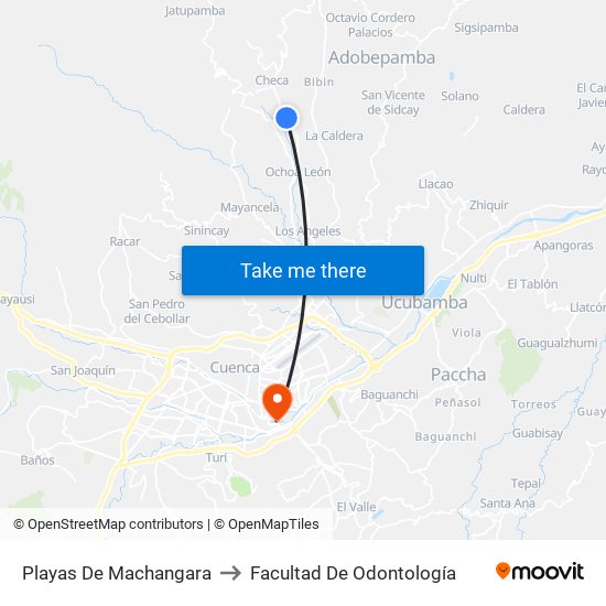 Playas De Machangara to Facultad De Odontología map