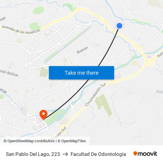 San Pablo Del Lago, 223 to Facultad De Odontología map