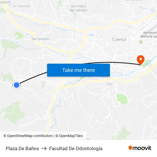 Plaza De Baños to Facultad De Odontología map