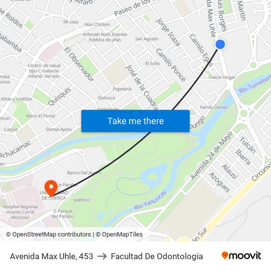 Avenida Max Uhle, 453 to Facultad De Odontología map