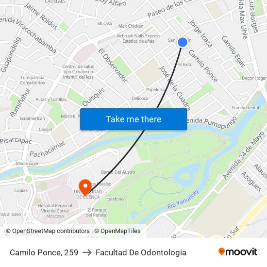 Camilo Ponce, 259 to Facultad De Odontología map