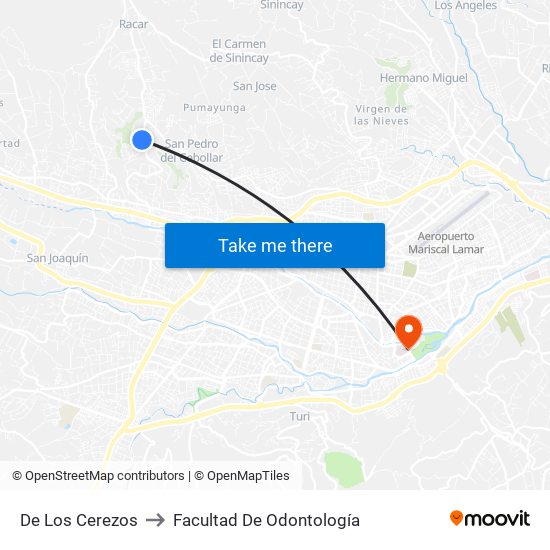 De Los Cerezos to Facultad De Odontología map
