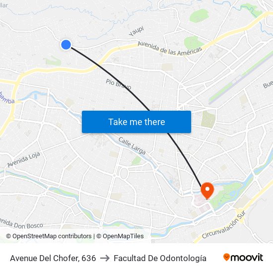 Avenue Del Chofer, 636 to Facultad De Odontología map