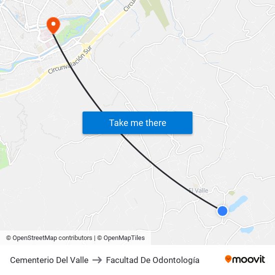 Cementerio Del Valle to Facultad De Odontología map