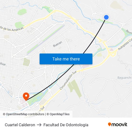 Cuartel Calderon to Facultad De Odontología map