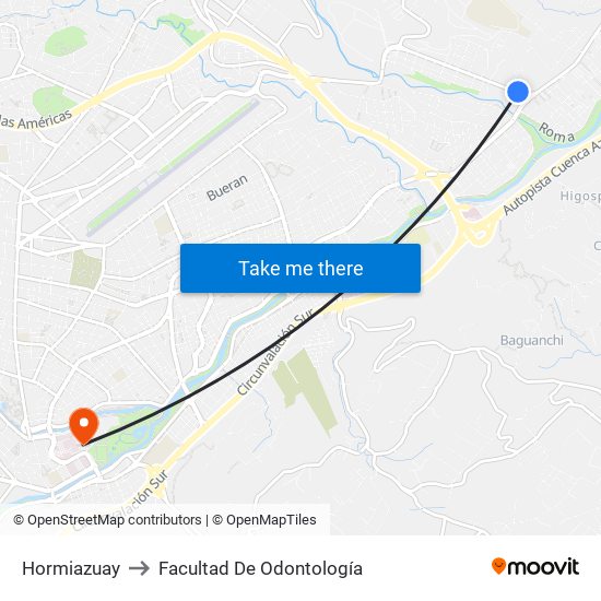 Hormiazuay to Facultad De Odontología map