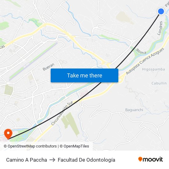 Camino A Paccha to Facultad De Odontología map