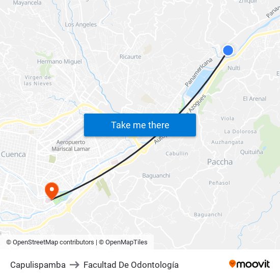 Capulispamba to Facultad De Odontología map