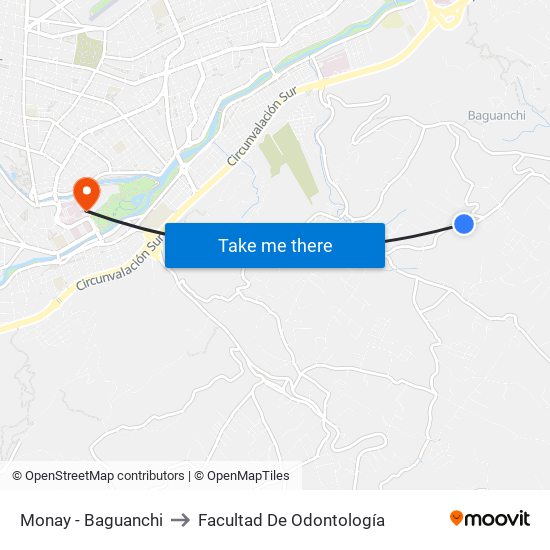 Monay - Baguanchi to Facultad De Odontología map