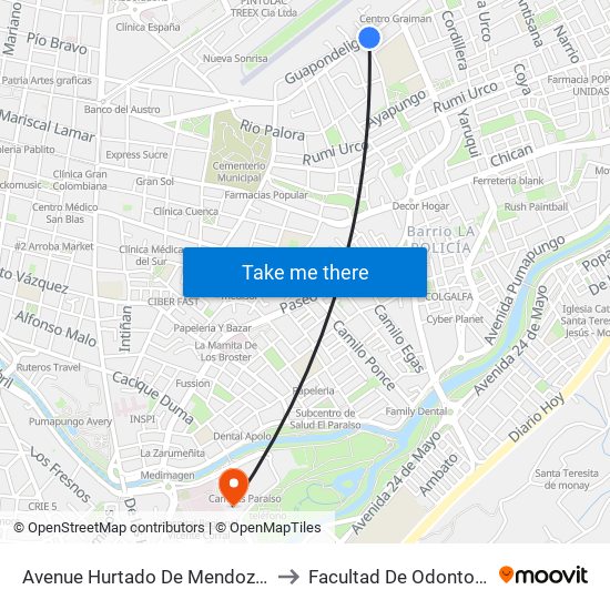 Avenue Hurtado De Mendoza, 72y to Facultad De Odontología map