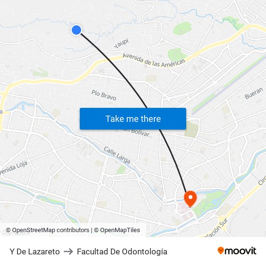 Y De Lazareto to Facultad De Odontología map