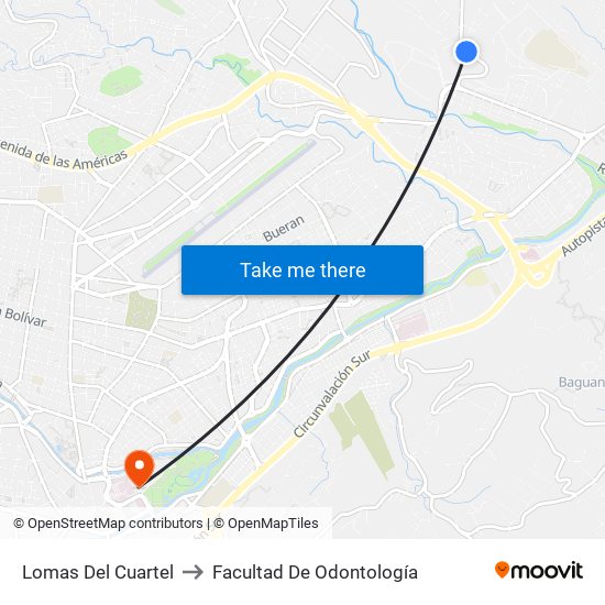 Lomas Del Cuartel to Facultad De Odontología map