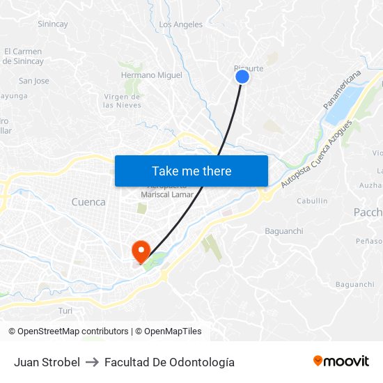 Juan Strobel to Facultad De Odontología map