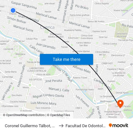 Coronel Guillermo Tálbot, 1017 to Facultad De Odontología map