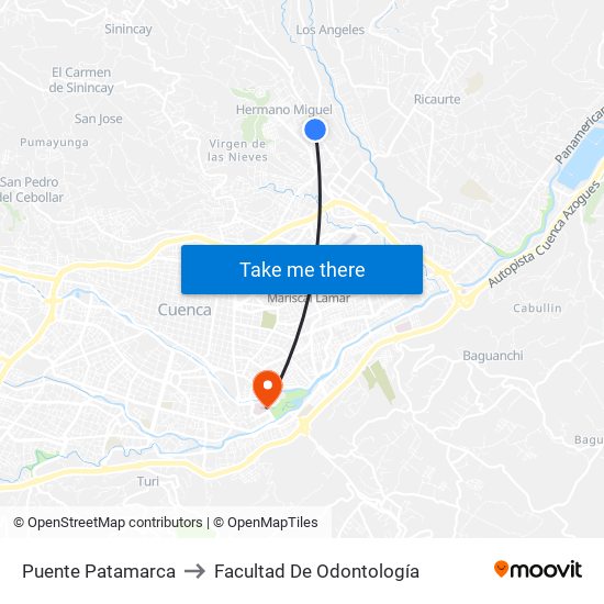 Puente Patamarca to Facultad De Odontología map