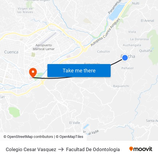 Colegio Cesar Vasquez to Facultad De Odontología map