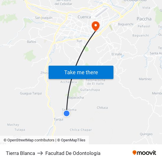 Tierra Blanca to Facultad De Odontología map