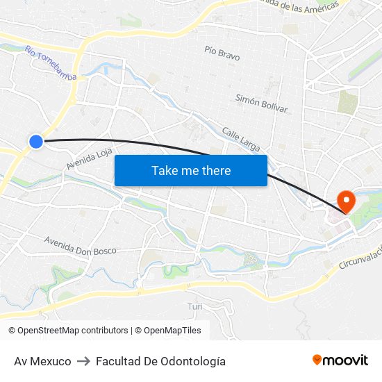 Av Mexuco to Facultad De Odontología map