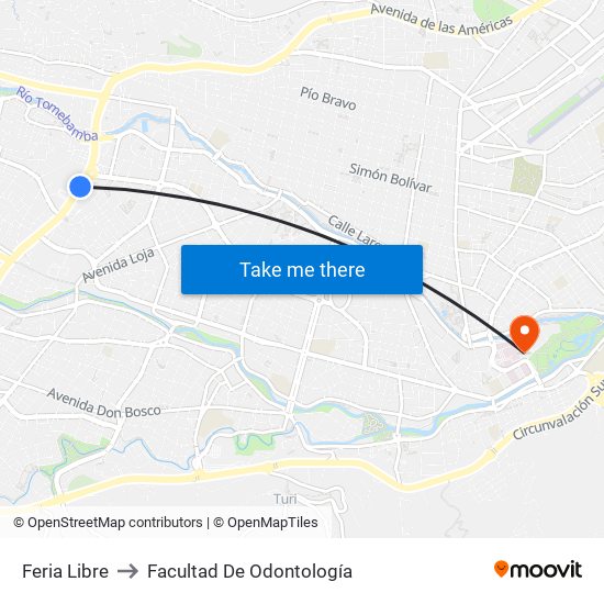 Feria Libre to Facultad De Odontología map