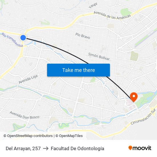 Del Arrayan, 257 to Facultad De Odontología map