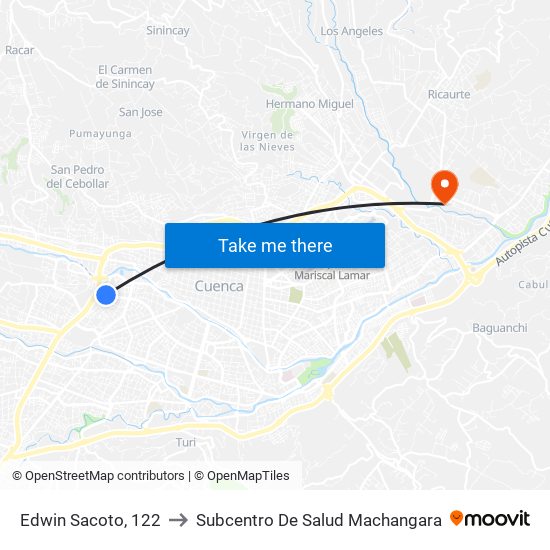 Edwin Sacoto, 122 to Subcentro De Salud Machangara map