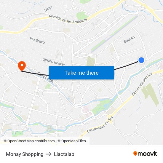 Monay Shopping to Llactalab map