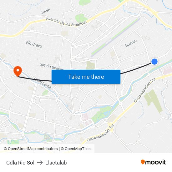 Cdla Rio Sol to Llactalab map