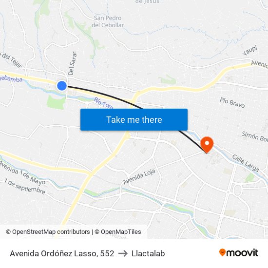 Avenida Ordóñez Lasso, 552 to Llactalab map