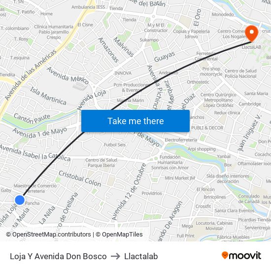 Loja Y Avenida Don Bosco to Llactalab map