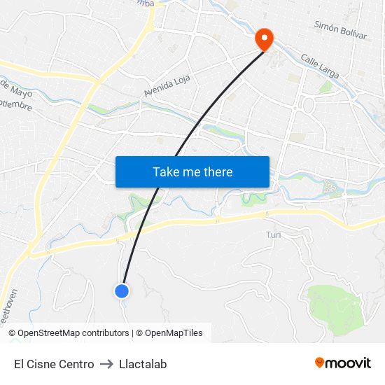 El Cisne Centro to Llactalab map