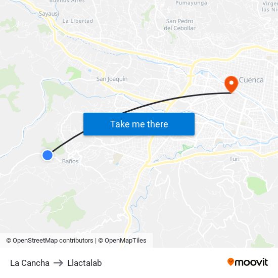 La Cancha to Llactalab map