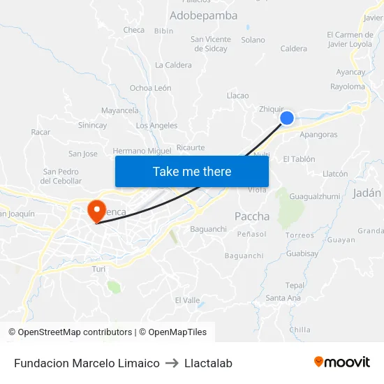 Fundacion Marcelo Limaico to Llactalab map