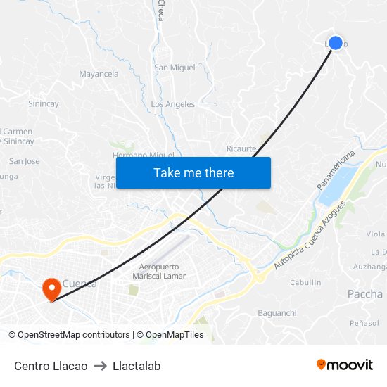 Centro Llacao to Llactalab map