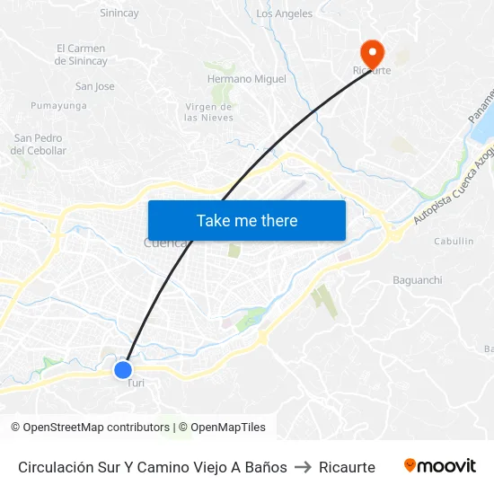 Circulación Sur Y Camino Viejo A Baños to Ricaurte map