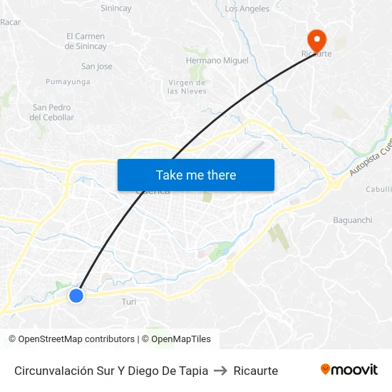 Circunvalación Sur Y Diego De Tapia to Ricaurte map