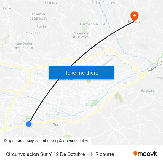 Circunvalacion Sur Y 12 De Octubre to Ricaurte map