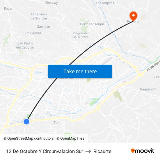 12 De Octubre Y Circunvalacion Sur to Ricaurte map