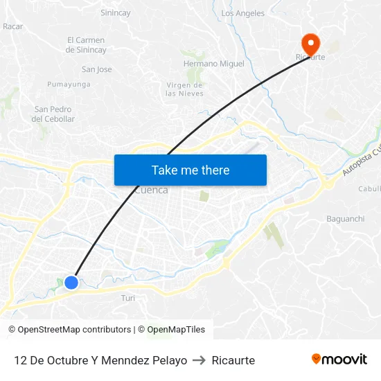 12 De Octubre Y Menndez Pelayo to Ricaurte map