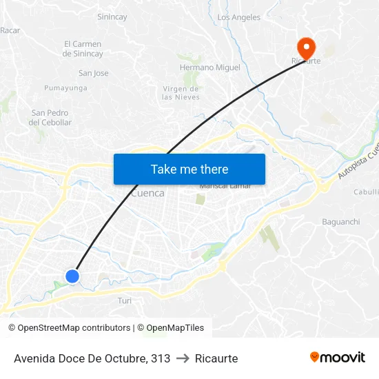 Avenida Doce De Octubre, 313 to Ricaurte map